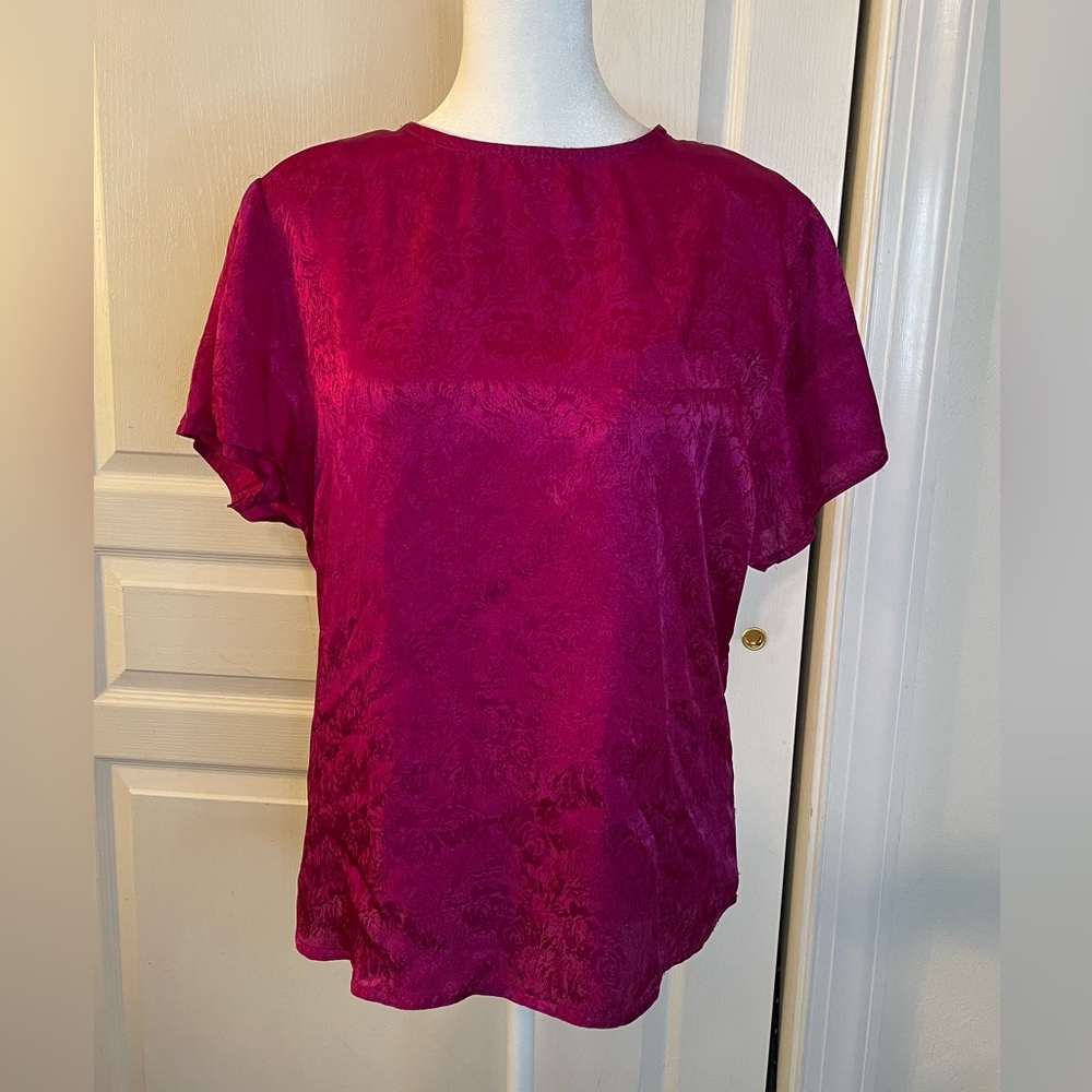 Bethany Plum Blouse. Size L. Front pocket on one side of chest. Buttons in back.